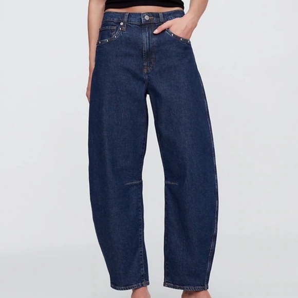 GAP Pants - High-Rise studded Barrel - Dark Blue